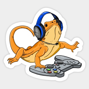 Bearded Dragon Headphones Video Game Sticker